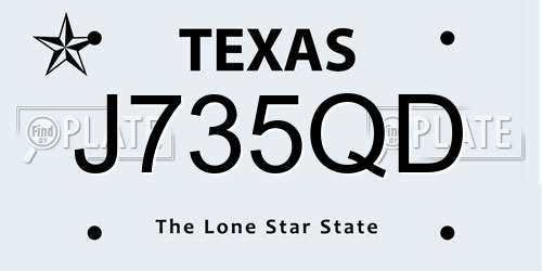 J735QD Texas License Plate