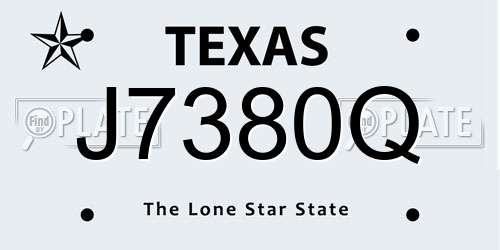 J7380Q Texas License Plate