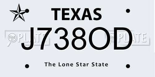 J738OD Texas License Plate