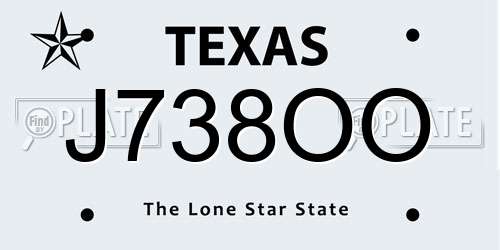 J738OO Texas License Plate
