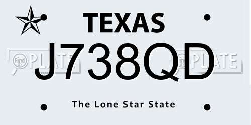 J738QD Texas License Plate