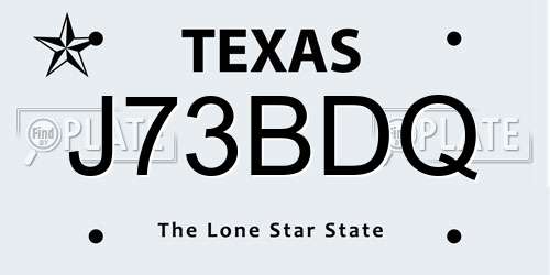 J73BDQ Texas License Plate