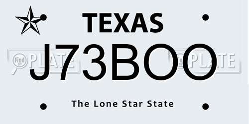 J73BOO Texas License Plate