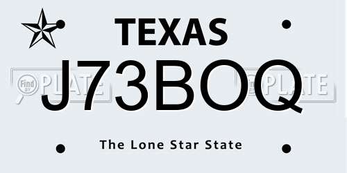 J73BOQ Texas License Plate