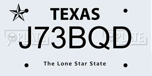 J73BQD Texas License Plate