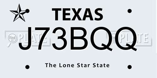 J73BQQ Texas License Plate