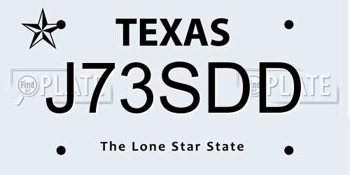 J73SDD Texas License Plate