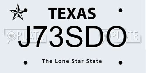 J73SDO Texas License Plate