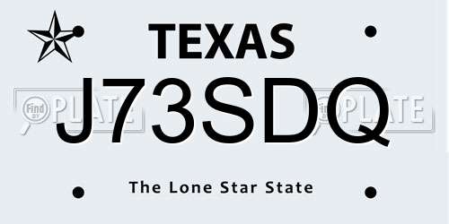 J73SDQ Texas License Plate