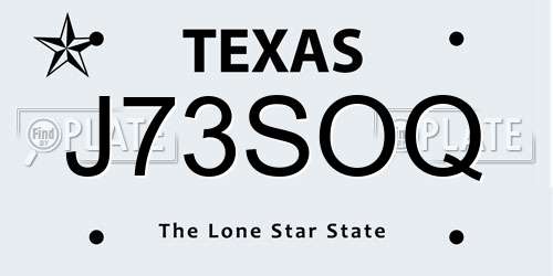 J73SOQ Texas License Plate