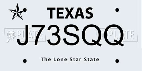 J73SQQ Texas License Plate