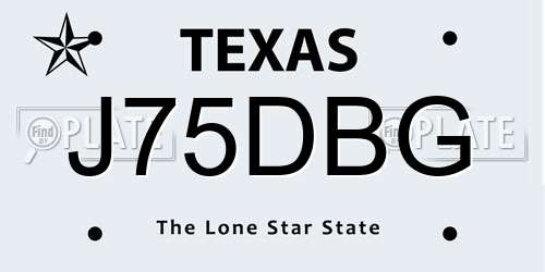 J75DBG Texas License Plate