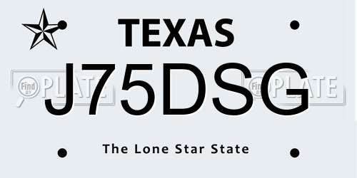 J75DSG Texas License Plate