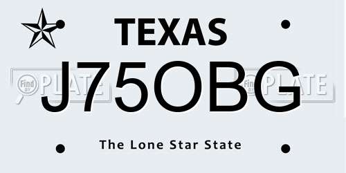 J75OBG Texas License Plate
