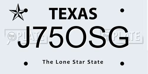 J75OSG Texas License Plate