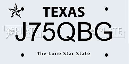 J75QBG Texas License Plate