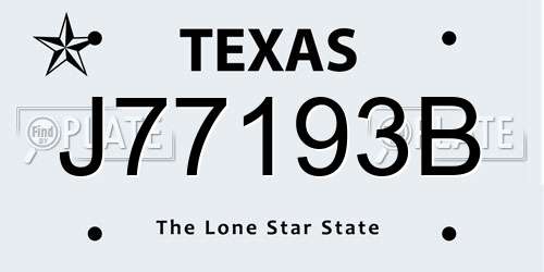 J77193B Texas License Plate