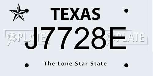 J7728E Texas License Plate
