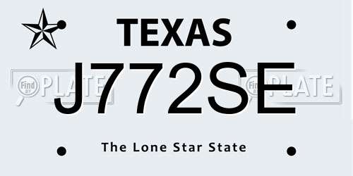 J772SE Texas License Plate