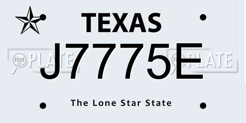 J7775E Texas License Plate