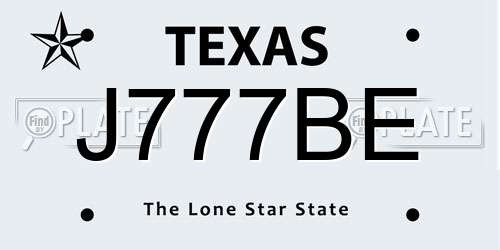 J777BE Texas License Plate