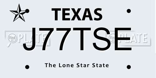 J77TSE Texas License Plate