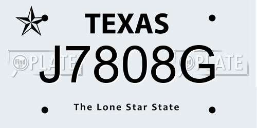 J7808G Texas License Plate