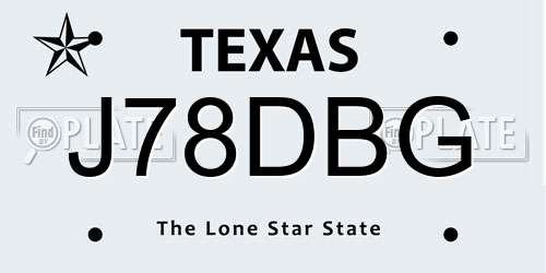 J78DBG Texas License Plate