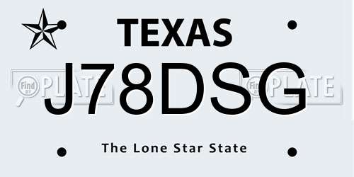 J78DSG Texas License Plate