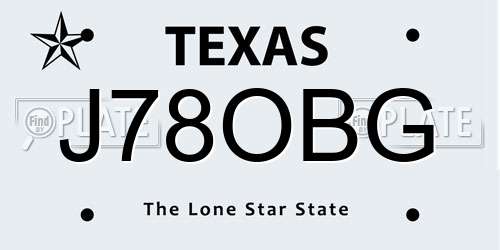 J78OBG Texas License Plate
