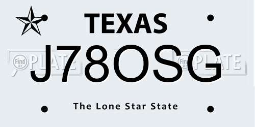 J78OSG Texas License Plate