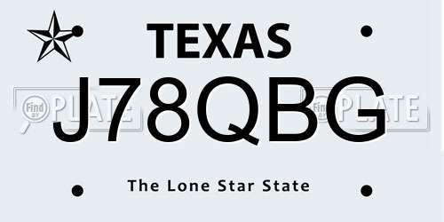 J78QBG Texas License Plate