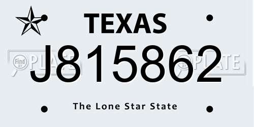 J815862 Texas License Plate