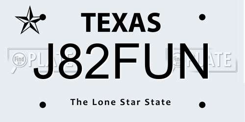 J82FUN Texas License Plate