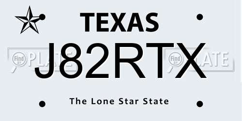 J82RTX Texas License Plate