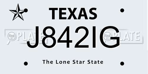 J842IG Texas License Plate