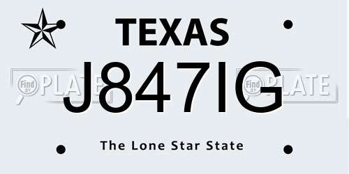 J847IG Texas License Plate