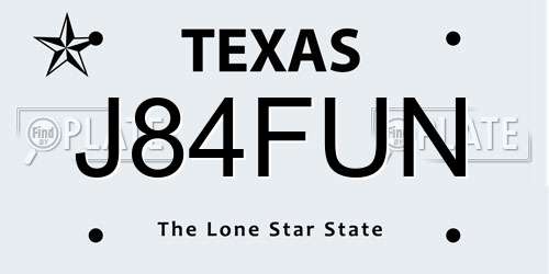 J84FUN Texas License Plate