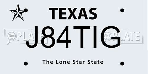 J84TIG Texas License Plate
