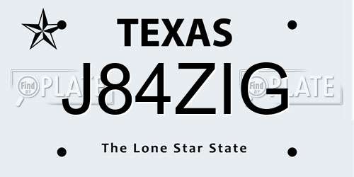 J84ZIG Texas License Plate