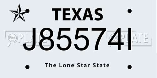 J85574I Texas License Plate