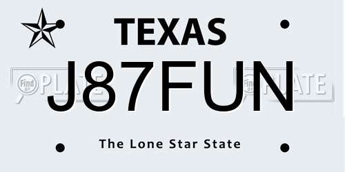 J87FUN Texas License Plate