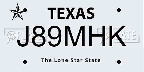 J89MHK Texas License Plate