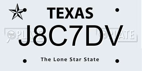 J8C7DV Texas License Plate