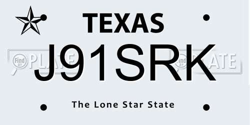 J91SRK Texas License Plate