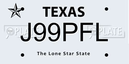 J99PFL Texas License Plate
