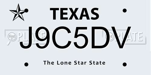 J9C5DV Texas License Plate