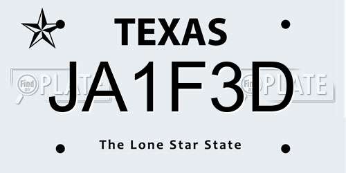 JA1F3D Texas License Plate