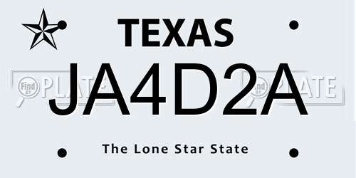 JA4D2A Texas License Plate