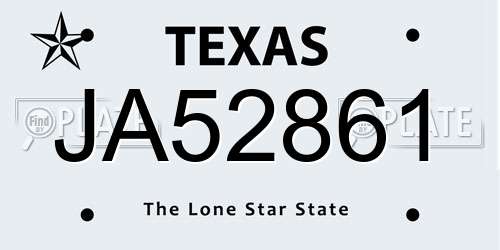 JA52861 Texas License Plate